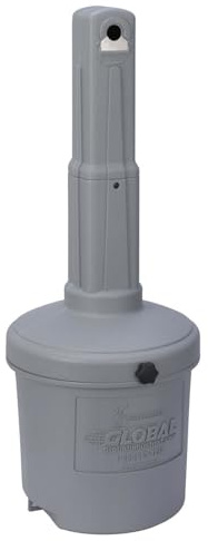 Global Industrial Large Capacity Free Standing Outdoor Ashtray with Round Base, 15 Diameter x 39H, 5 Gallon Capacity Cigarette Receptacle, Plastic, Gray