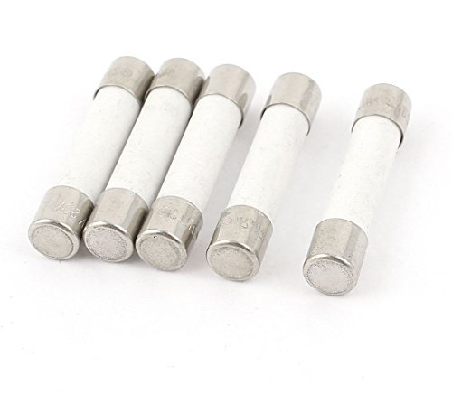 sourcing map 5 Stück Langsame Zylindrische Keramik Rohrsicherungen AC 250V 20A 6.35x32mm