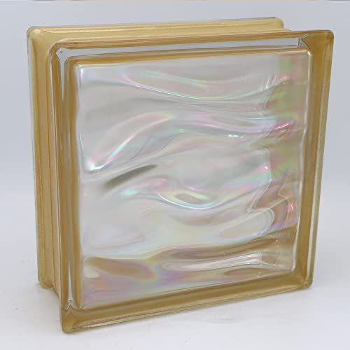 6 pieza BM bloques de vidrio AGUA perla oro bloque de vidrio brillante 19x19x8 cm