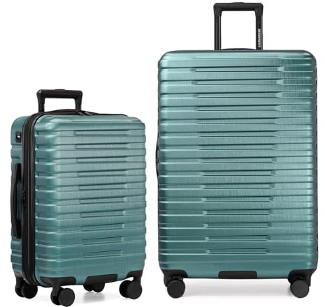 U.S. Traveler Boren Expandable Hardside Rugged Travel Luggage with 8 Spinner Wheels, Teal, 2-Piece Set