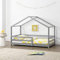 [en.casa] Kinderbett Knätten Hausbett Bodenbett 90 x 200 cm Holzbett für Kinder mit Rausfallschutz Kiefernholz Bettgestell mit Lattenrost Hellgrau