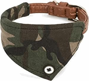 Yicare Camouflage Hundehalsband mit Bandana Tuch, klassisches Halsband für kleine und mittelgroße Hunde HB007 (M)