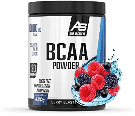 ALL STARS BCAA Powder 420g Berry Blast - BCAA Pulver vegan und zuckerfrei, Enthält 5000mg Leucin, 2500mg Valin und 2500mg Isoleucin, Aminosäuren Komplex hochdosiert