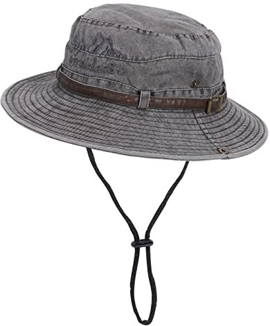 Sombrero de Pescador Sombrero para el Sol Hombre Verano con Protección UV Sombrero Safari de Plegable Pesca Hat ala Ancha Bucket Hat Gris
