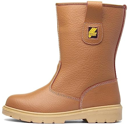 EarthWorks Safety - EarthWorks Bracket Mens Tan Rigger Safety Boot - Size 10 UK - Gold
