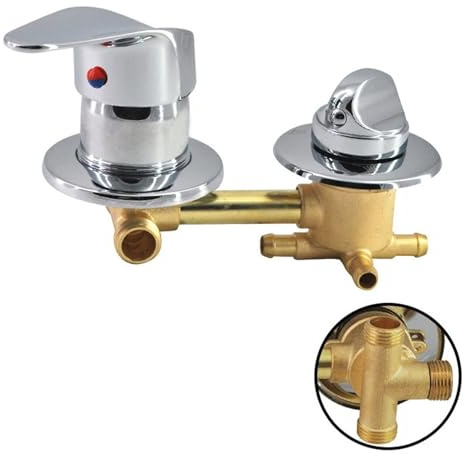 2/3/4/5 Wege-Umlenkdauer-Duschraum Mischbatterie, Mischventil dusche mit Keramisches Filterelement, Ventil von kaltem und heißem Wasser Mittenabstand 9/10/12,5/14,5cm (12.5cm,3-Wege-Gewinde)