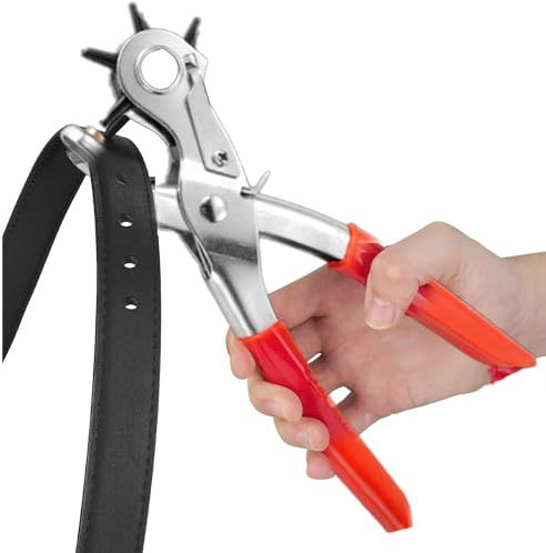 Belt Hole Puncher for Leather, Heavy Duty Rotatable Leather Hole Punch Leather Hole Puncher for Belts Revolving Leather Punch Tool for Belt Shoes Purses Pet Collars Cardboard Saddles Hard Pvc