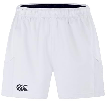 Canterbury Mens Advantage Rugby Shorts 2.0 | Elasticated Waist | CCC LogoGym Shorts, White, Small
