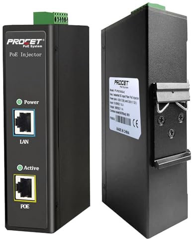 Injecteur PoE Gigabit sur Rail DIN Alimentation PoE 30 W, Protection Contre Les surtensions PoE 6 KV, -40 ℃ à 65 ℃, entrée 12-48 V CC pour caméra IP, Point d'accès sans Fil
