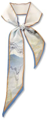 LumiSyne Sciarpa Di Seta Stretta Donna Ragazze Lungo Sottile Fazzoletto Da Collo Fiore Stampato Motivo Pittura In Stile Cinese Stile Artistico Elegante Cravatta Copricapo Fascia Per Capelli Nastro