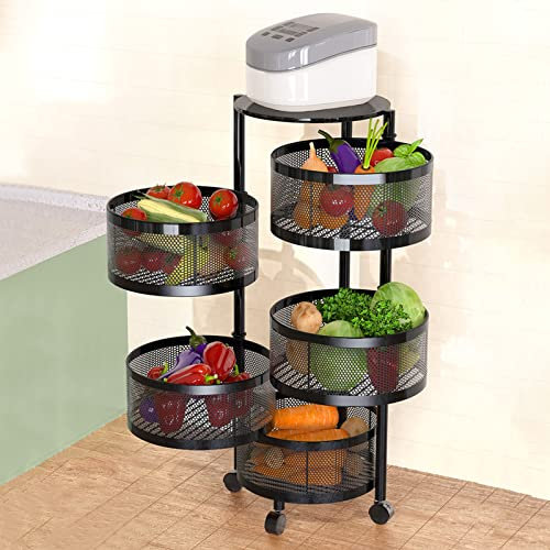 Soporte for frutero y verduras for cocinas, cesta de almacenamiento de frutas y verduras de 5 niveles, estante de almacenamiento de cocina redondo giratorio de múltiples capas, estante de almacenamien