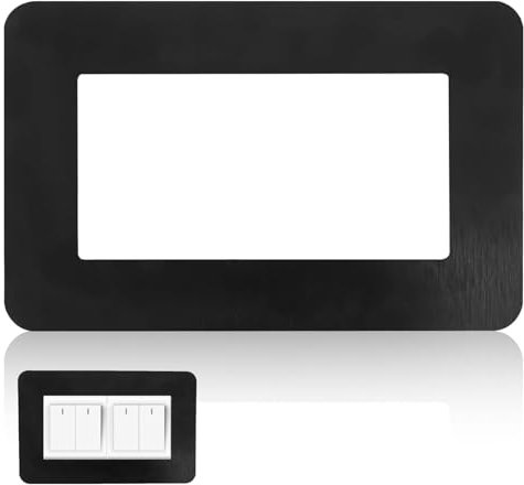 Double Light Switch Surround, Black Double Socket Surround Light Switch Cover Plates Acrylic Socket Finger Plate Square Shape Decorative Frame Stickers for Home Decoration(15.4 * 7.5cm)