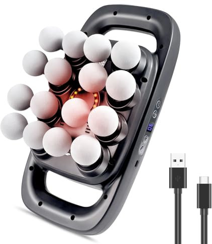 16 Kopf Massagepistolen Set, Massagegerät für Männer, Leise Muskelmassagepistole für Rücken Schultern Beine Füße, Körpermuskelschmerzlinderung, 16 Massageköpfe, Grau