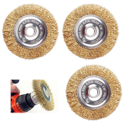 3 Pack 115mm Steel Wire Wheel Brush, RAC814 Heavy-Duty Arbor Hole Brush with Dimensions for RY18PCA-0, OPC1800, OPC1815, EFB400/401 – Ideal for Rust, Joint Debris