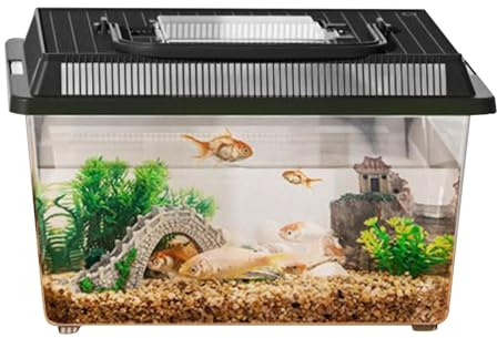 Reptile Cage, Fish Aquarium, Reptile Feeding Box Snake Breeding Tank, Small Animal Container, Portable Habitat Feeding Box with Handle, Easy Transport, Tank Carrier for Pet, Gecko, Frog