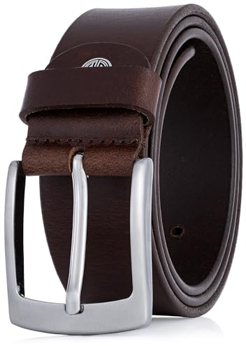 Lindenmann Cintura in Pelle per Uomo, Pelle Pieno Fiore XXL, 2 Colori, Nero/Marrone Scuro, Colore: Marrone, Taglia: 120