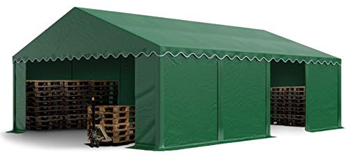 TOOLPORT Tendone deposito 5x8 m PVC 700 N verde scuro impermeabile tenda capannone tenda di stoccaggio
