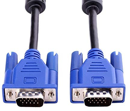 AISIBO HD15 15Pin Gold Plated DB15 VGA Male to Male Monitor Cable to TV Computer Monitor DVD Wire Cord (5 Ft Blue Connector)