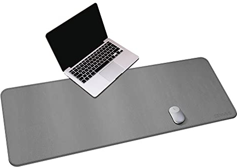 CENNBIE Leather Desk Pad 140 x 50cm, Extra Large Gaming XXXL Leather Desk Mat for Full Desk Non-Slipped Desk Decor and Desk Protector for Office/Home(Grey)