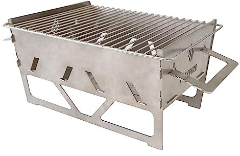 LEMODO Camping Grill | Mobiler Holzkohlegrill aus Edelstahl | Zerlegbarer Koffergrill | Kleiner Grill für Unterwegs | Minigrill Made in Germany | stabiler Steckgrill