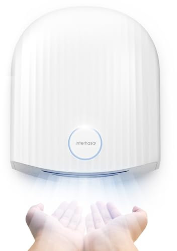 interhasa! Commercial Hand Dryer, Automatic Electric Hand Dryer 1800W High Speed Hand Dryer for Commercial & Home, Low Noise (White)