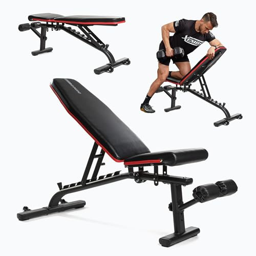TREXO Panca regolabile | Panca multifunzione regolabile per allenamento a tutto il corpo, panca inclinata per casa fino a 300 kg | Struttura in acciaio | Allenamento della forza, Fitness | Nero | B100