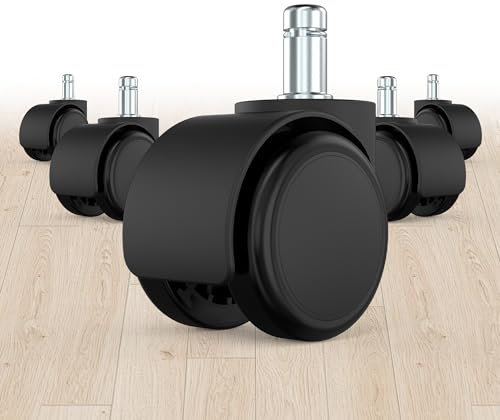 Bürostuhl Rollen Ersatz-hartbodenrollen für Gaming-Stühle,11 * 22 MM Rollen für bürostühle zum Schutz des Bodens, ideal für Parkett,Laminat,Fliesen und Steinböden,Nicht für 1KEA(5PCS,Schwarz)