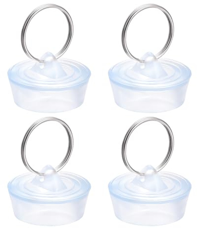 uxcell Rubber Sink Plug, Clear Drain Stopper Fit 1-1/8 to 1-1/4 Drain with Hanging Ring for Bathtub Kitchen and Bathroom 4pcs