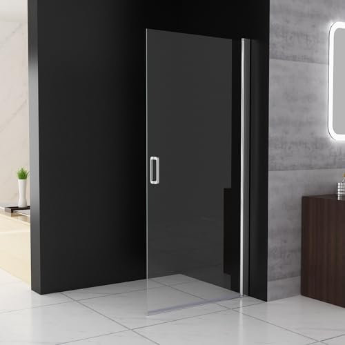 MIQU Duschwand Schwingtür 90x197 cm Walk in Dusche Pendeltüren Duschabtrennung mit 360° Drehtür Duschkabine Nischentür 6mm NANO Sicherheitsglas Duschtrennwand ohne Duschwanne