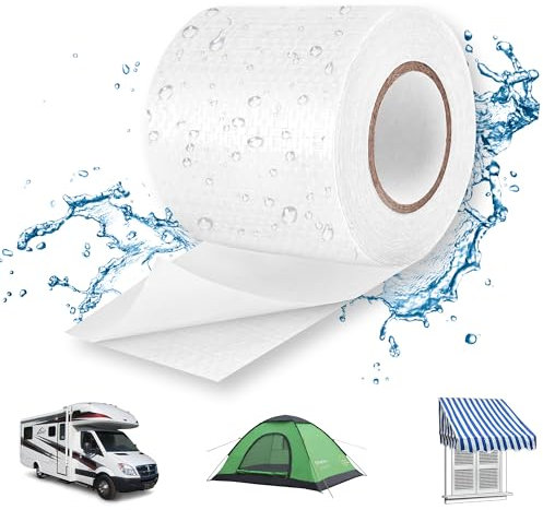 Lechin Cinta Adhesiva / 5,7cm x 10m Cinta americana extrafuerte/Cinta adhesiva impermeable/Cinta de Reparación para lonas de camiones/toldos/tiendas/piscinas/PE/Blanco