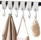 XHTXHT 6 Stück S Haken mit Lederschlaufe,haken für Kleiderstange Haken Garderobe Kleiderhaken Edelstahl für Garderobe Küche Badezimmer Camping（weiß）