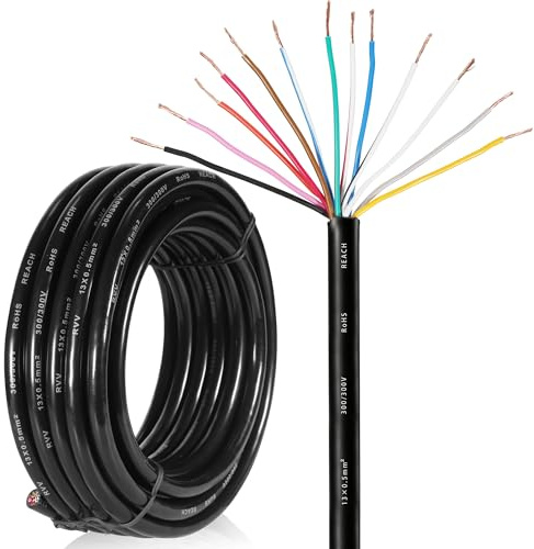 SPARKMOTO Cable de 13 Hilos para Remolque 2M,Cable de 13 núcleos Enchufe de Remolque,Cable Luces remolque13 Polos 12V 24V 413V 130V,Cable eléctrico para vehículo 13x0,5 mm²