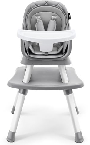 HARPPA 6 in 1 Baby High Chair, Convertible Infant Feeding Chair for Babies & Toddlers Table, Dining Booster Seat with Removable Tray, Grey
