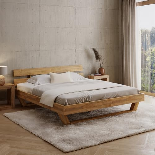 skølm Nornir Massivholzbett 180x200 cm, Bett mit Kopfteil, Massivholz Eiche
