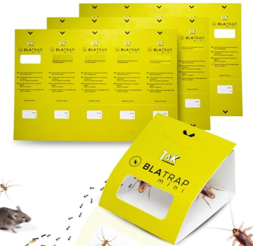 Trampas para Cucarachas Adhesivas Extra-Fuertes Profesional con Atrayente Alimentario para la casa - Sin Veneno ni Biocidas - Fabricadas en Europa (60 Trampas)