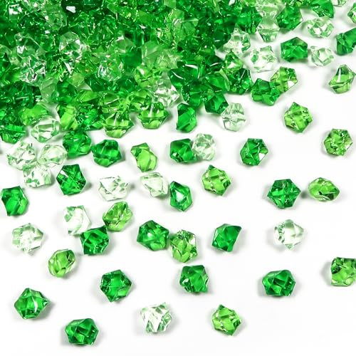 TOAOB 300 stycken gröna serier ädelstenar akryl dekorativa stenar 11 mm x 14 mm | Dekoration diamanter kristall diamant konfetti bordsdekoration för vaser bröllopsdekoration