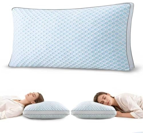 PEAOPEA Cuscino ortopedico in memory foam, 40 x 80 cm, cuscino cervicale per chi dorme sul fianco e sulla schiena, con rivestimento in cotone, traspirante e lavabile