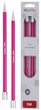 KnitPro Zing Aiguilles à Tricoter en Aluminium, Un Seul côté - Multicolore - 40 cm X 10 mm