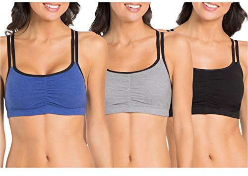 Fruit of the Loom kvinnor – moderskap Spaghetti Strap Cotton Sports Bra Sport-BH (3-pack)