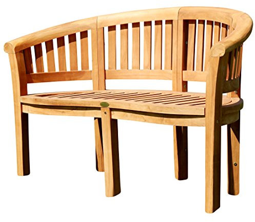 ASS ALEOS. Teak Bananenbank Gartenbank Parkbank Sitzbank 2-Sitzer Bank 120cm Holz sehr robust COCO120