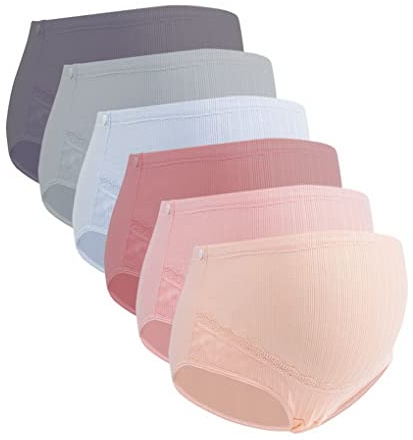 ACMEDE 6 Pack Maternity Knickers, Women's Maternity Knickers Pregnancy Panties High Waist Underwear Knickers Belly Support Cotton Pregnant Panties Over Bump Seamless Shorts Pants (XL)