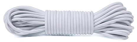 JunGG Corda di gomma 5 mm 10 m – Corda di tensione in gomma per teloni di rimorchio, telone (bianco, 5 mm x 10 m)