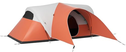 Outsunny Tunnelzelt, Campingzelt, Wasserabweisend Familienzelt für 6 Personen, Festivalzelt mit Fenster, Tragetasche, für Garten, Terrasse, Orange