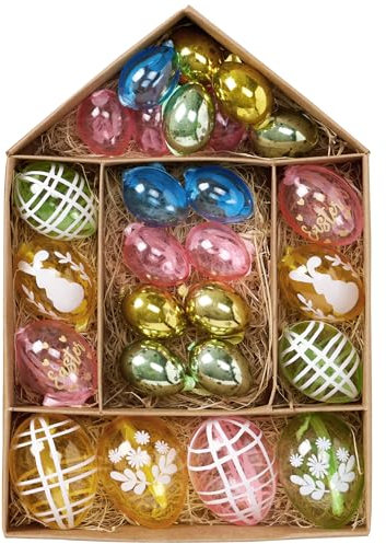 Victor's Workshop 26pcs Pastel Transparent Easter Egg Decoration Ornaments, Shatterproof Hanging Eggs for Tree, Easter Basket, Spring Window Party Decor
