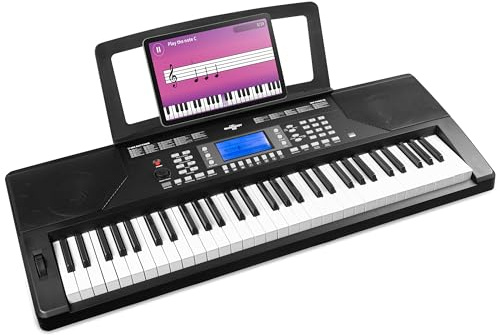 Max Rhapsody61P Clavier Électronique, 61 Touches, Sensibles à la Vélocité, Connexion MIDI et Pédale de Sustain, Trois Modes d'Apprentissage, Deux Haut-parleurs Intégrés, Molette de Pitch Bend