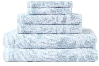 Tommy Bahama - Bathroom Towel Set, Soft & Absorbent 100% Yarn-Dyed Cotton Terry Towels, Coastal Bath Towel Set (Art of Palms Blue, 6 Piece)