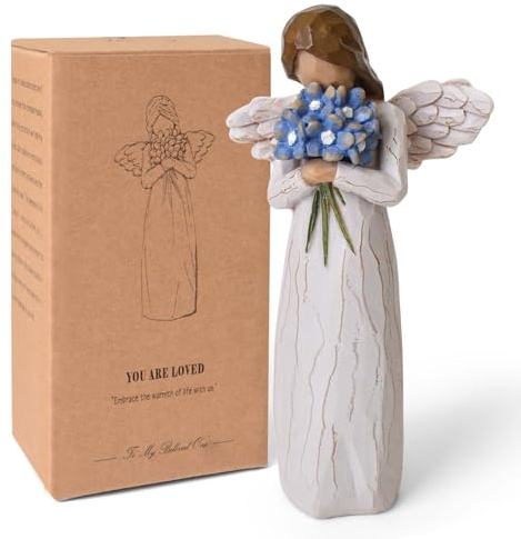 NANAOUS Vergiss Mein Nicht Schutzengel Figuren, Beileidsgeschenke für den Verlust Eines Geliebten Menschen, Fehlgeburt, Geschenke für Mütter, Handbemalte Statue für Heimdekoration Ornament
