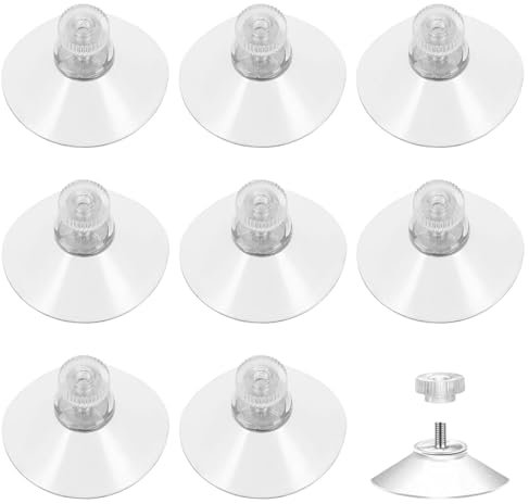 8 Pcs Suction Cups,40mm Clear Plastic Sucker Pads,Window Suckers for Glass,with Knurled Nut,for Glass Mirror Window Door Table Top,Hanging Decorations in autumn, Halloween and Christmas