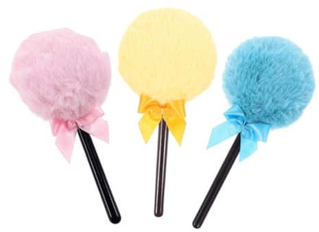 Ipetboom 3 Borlas De Polvo Sueltas Con Mango De Piruleta Aplicador De Borla De Polvo Para Bebé Portátil Esponjosa Reutilizable Grande Para Ruborizar Cabello Largo