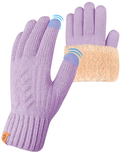 ARFNKIM Guantes de invierno con forro polar – Pantalla táctil guantes cálidos elásticos para correr esquí ciclismo conducción – Mujer y Hombre, Morado., talla unica